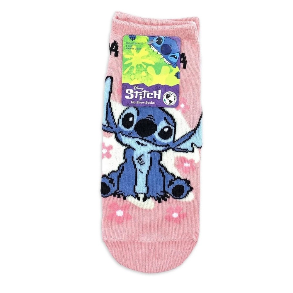 💗✨ Disney Stitch Pink Floral No Show Socks NWT | OS Sz 4-10